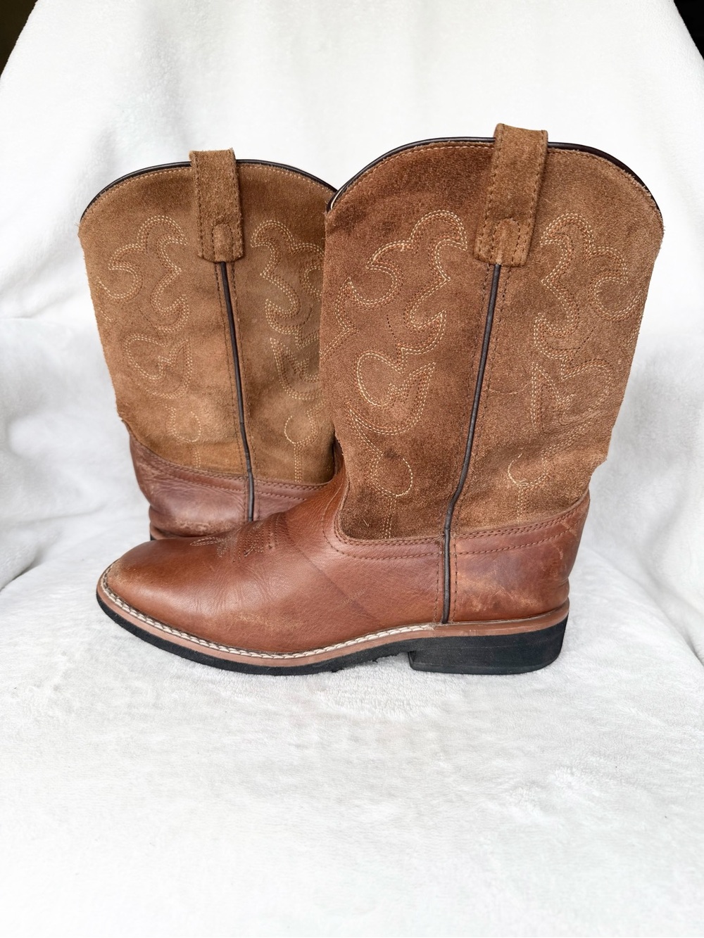 Smoky Men's Brown Suede Shaft & Leather Foot Western Boots 5D